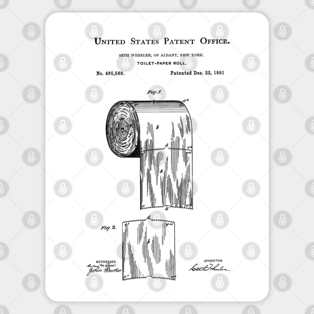 Toilet Paper Patent Black Sticker by Luve